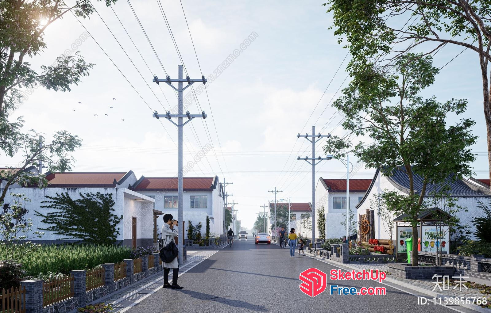 Street Scene With Modern And Traditional Architecture 3D SketchUp File