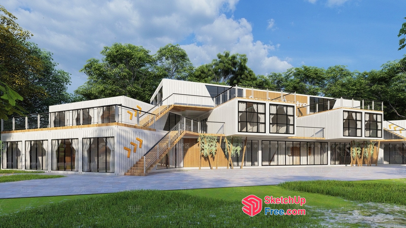 Modern Shipping Container Home Exterior 3D SketchUp File