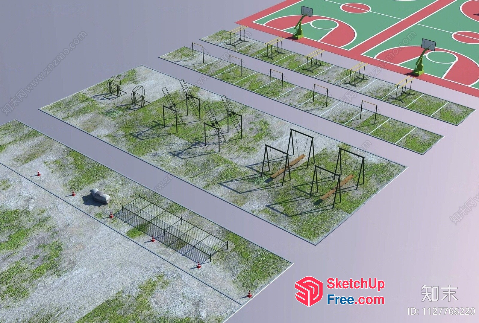 3D Rendering Of A Playground With Sports Facilities 3D SketchUp File