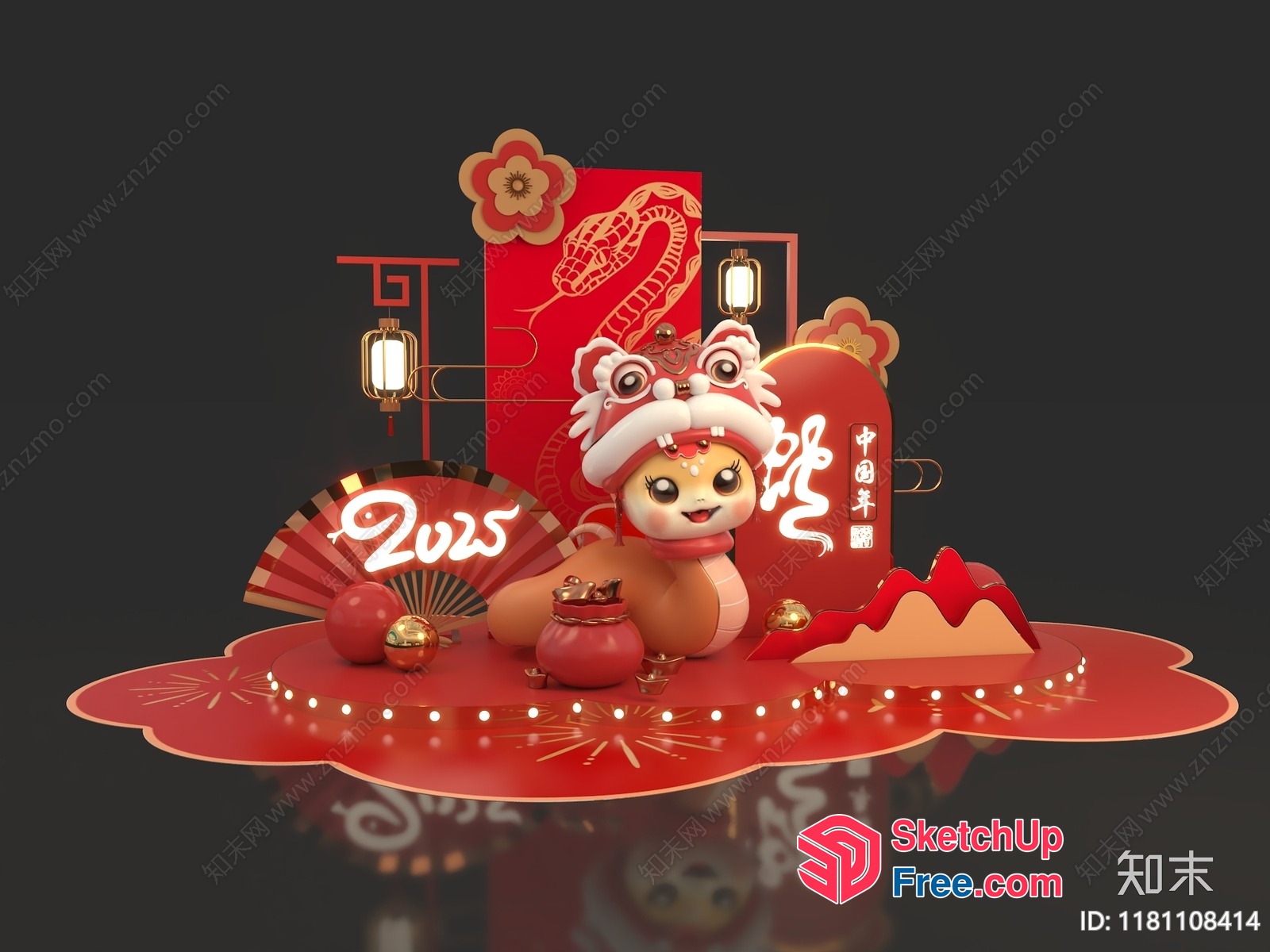 3D Chinese New Year Decorations 3D SketchUp File