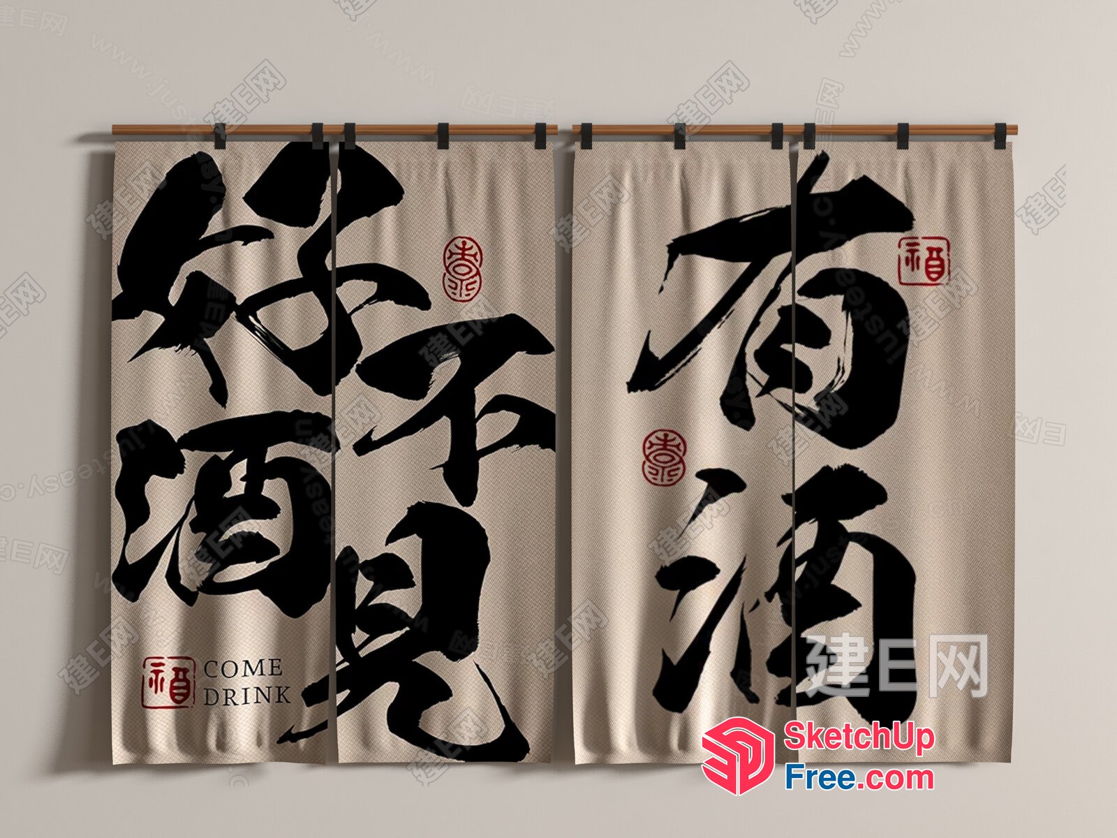 Asian-Inspired Calligraphy Art 3D SketchUp File