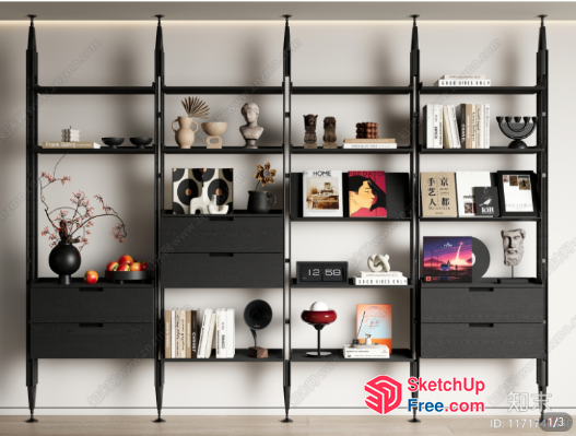 Modern Minimalist Bookcase And Storage Unit 3D SketchUp File