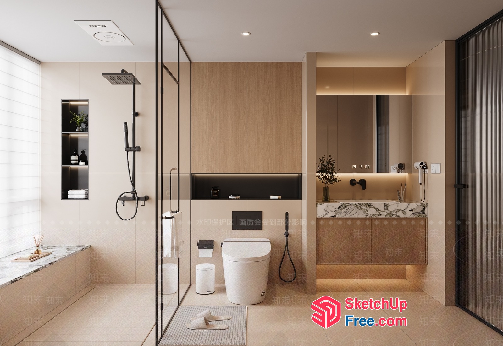 Modern Bathroom With Sleek Fixtures 3D SketchUp File