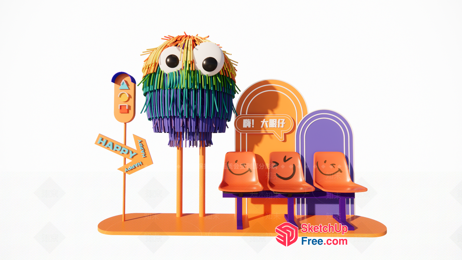 Happy And Colorful Cartoon Characters 3D SketchUp File