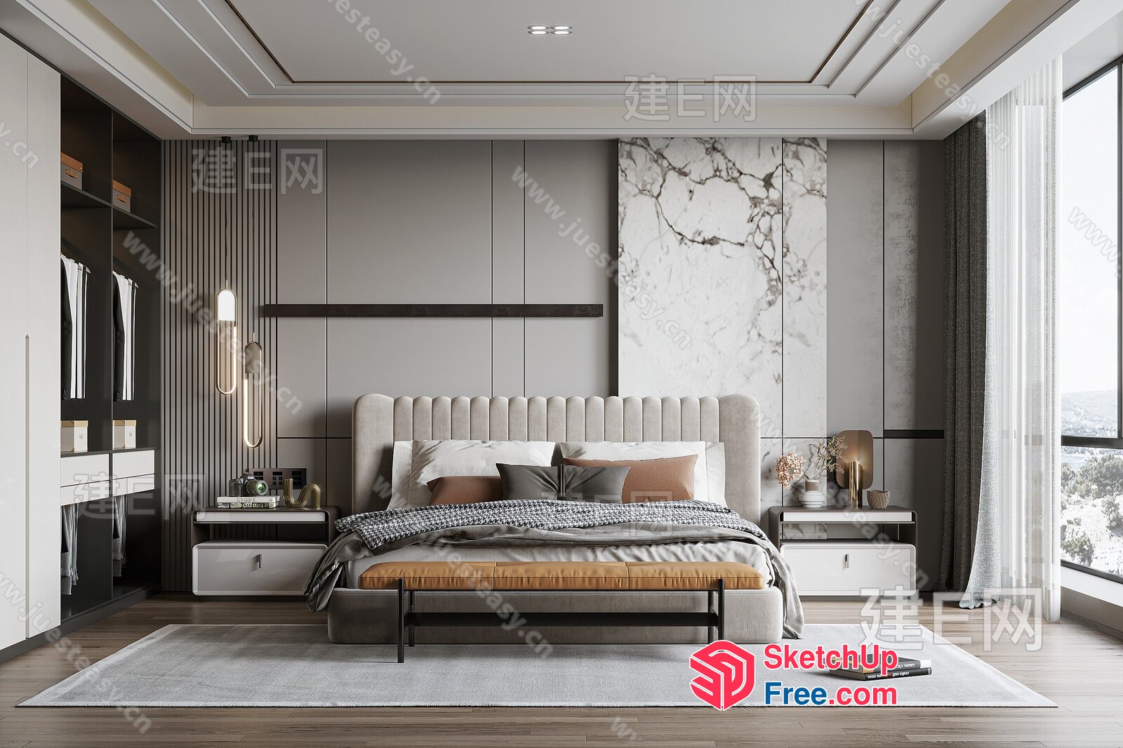 Modern Minimalist Bedroom Interior 3D SketchUp File