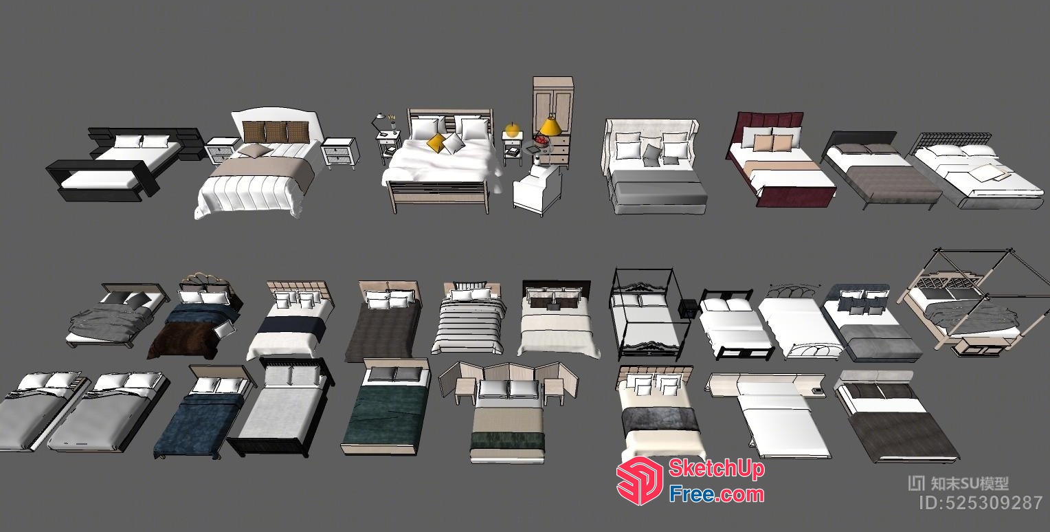 Various Bed Designs And Styles 3D SketchUp File