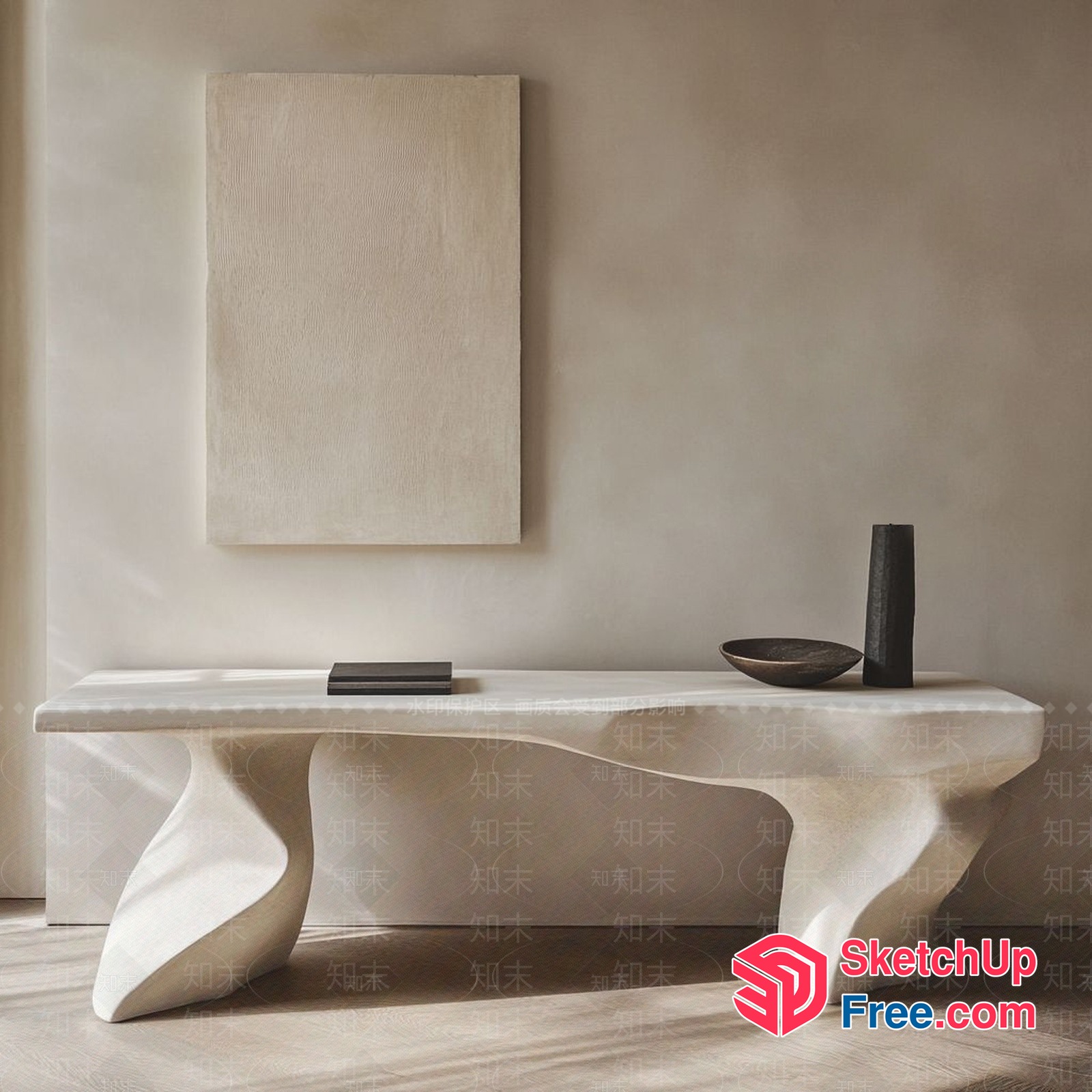 Minimalist Wabi-Sabi Style Console Table 3D SketchUp File