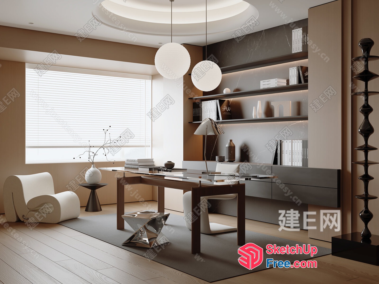 Modern Minimalist Office Interior Design 3D SketchUp File