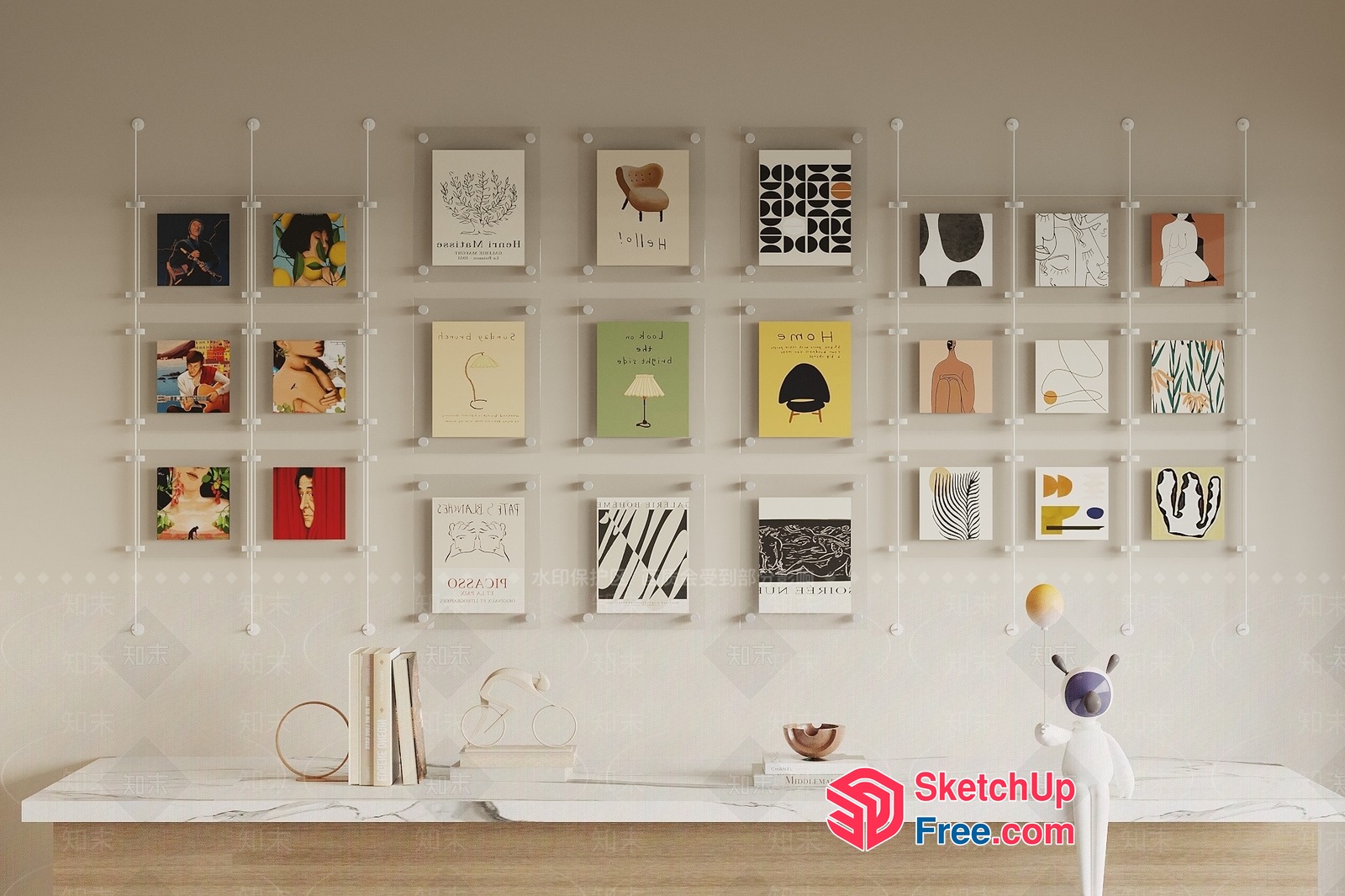 Modern Minimalist Artwork Display 3D SketchUp File