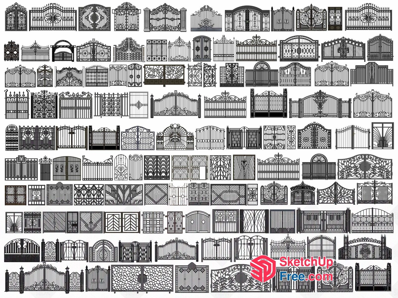 Ornate Iron Gate Designs Collection 3D SketchUp File