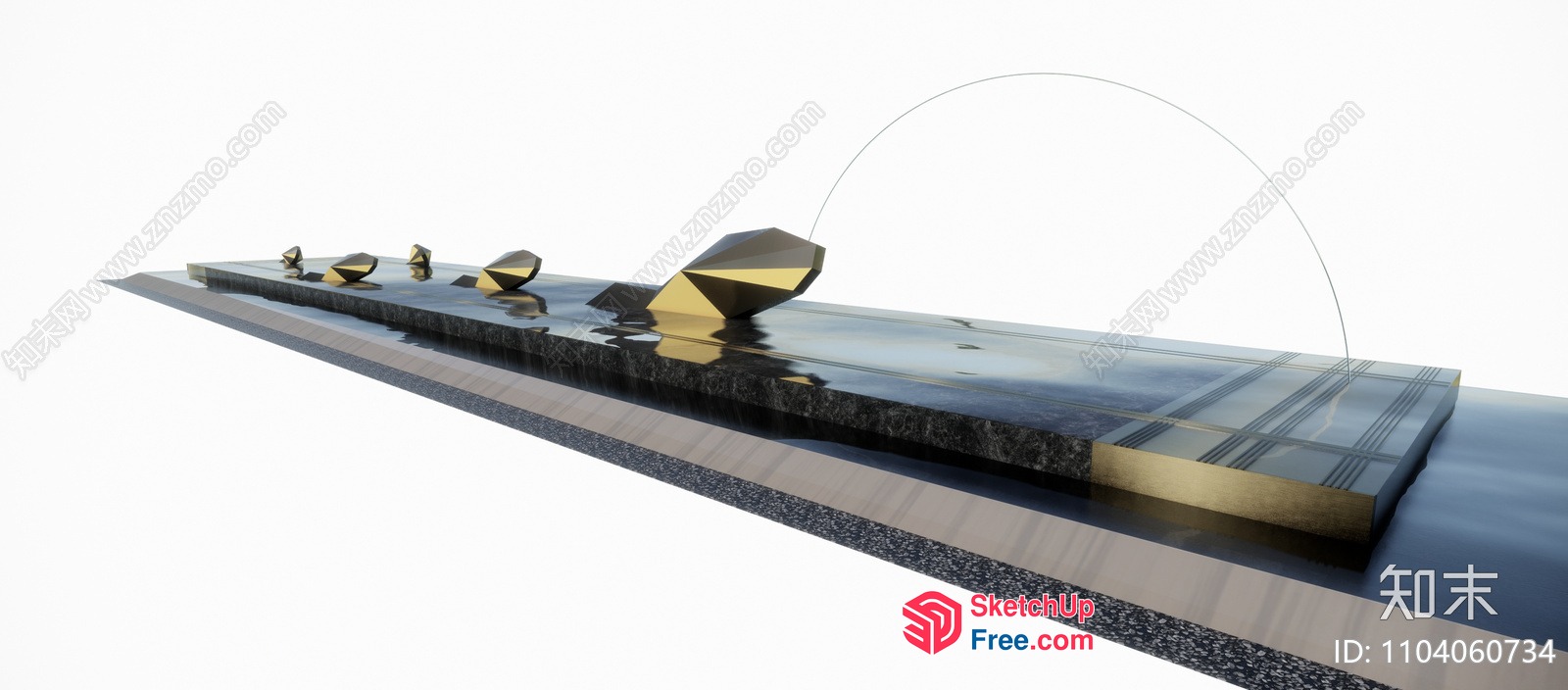 Modern Black And Gold Sculpture 3D SketchUp File