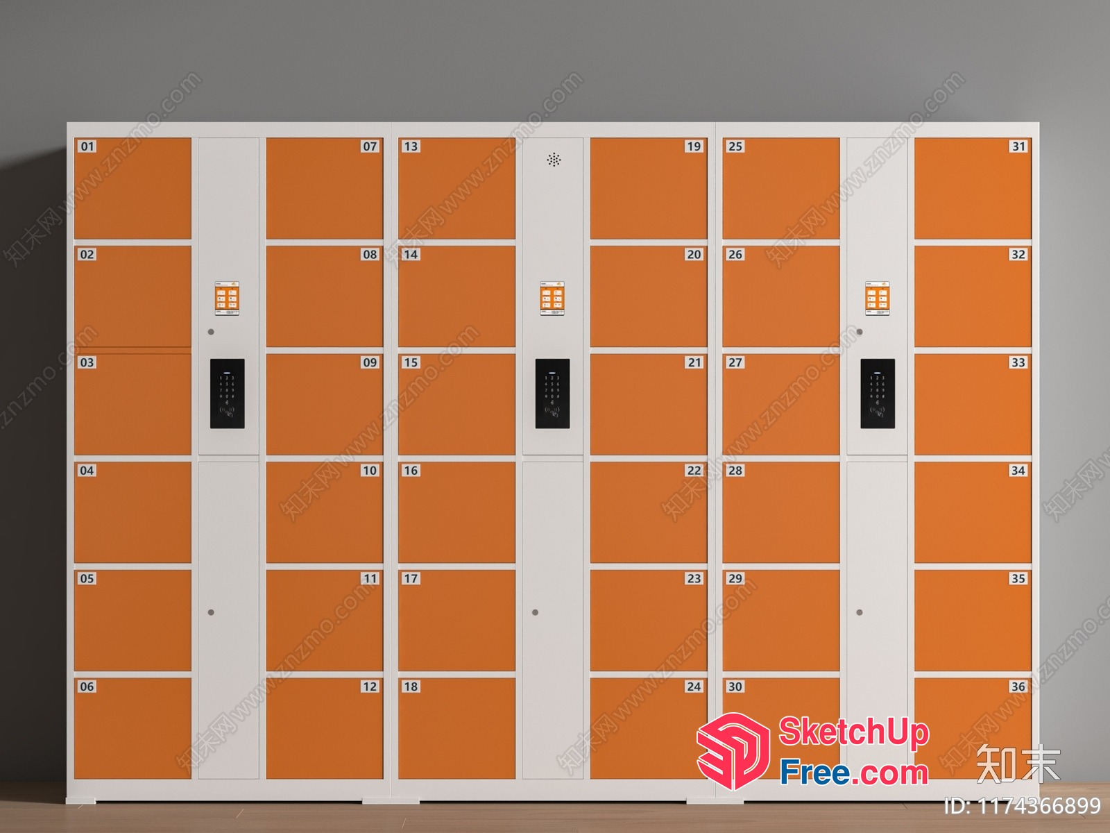 Modern Orange And White Locker Room 3D SketchUp File