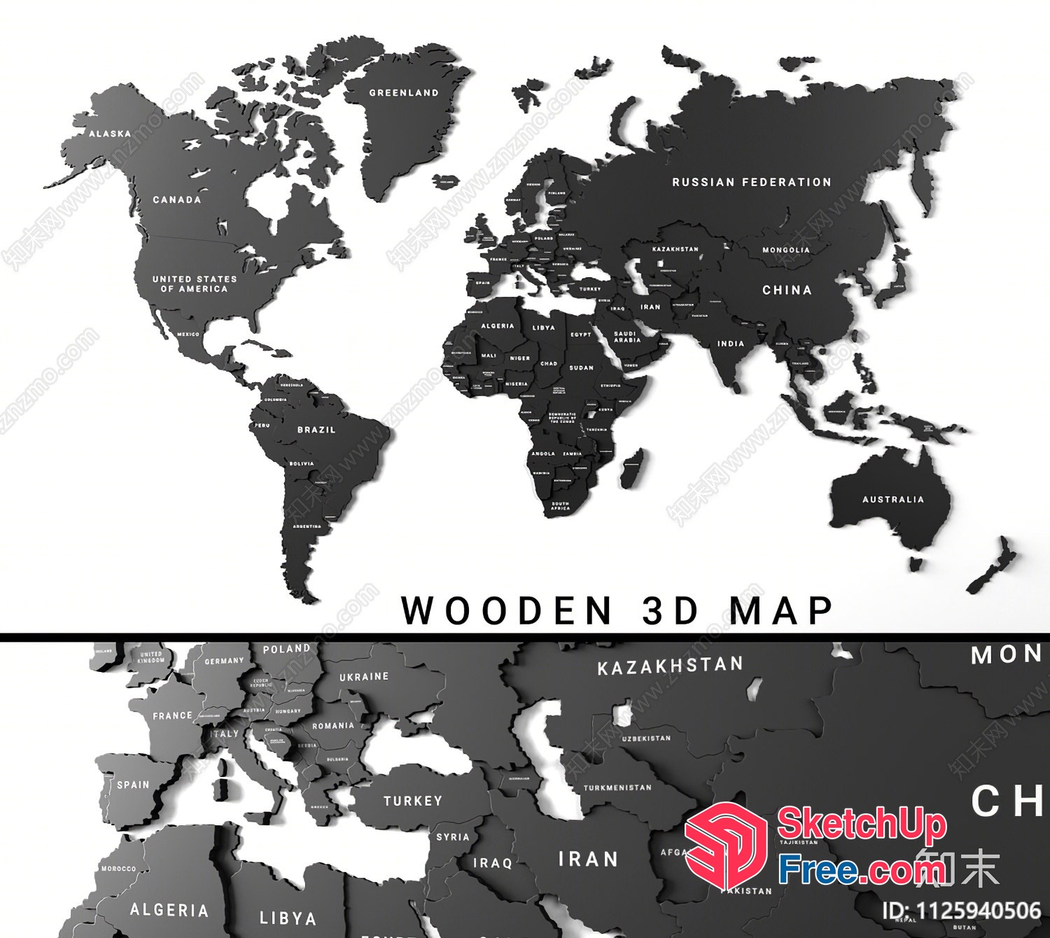 A 3D Wooden World Map 3D SketchUp File