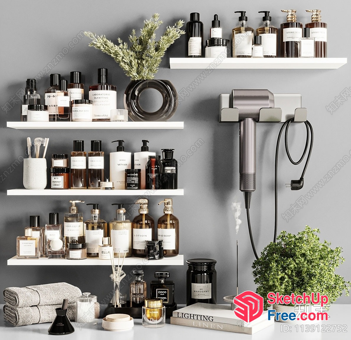 Modern Bathroom Storage And Decor 3D SketchUp File