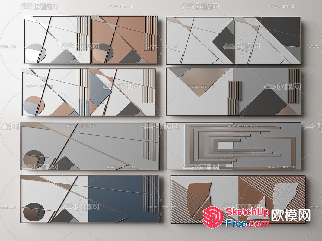 Geometric Shapes And Lines In Neutral Colors 3D SketchUp File