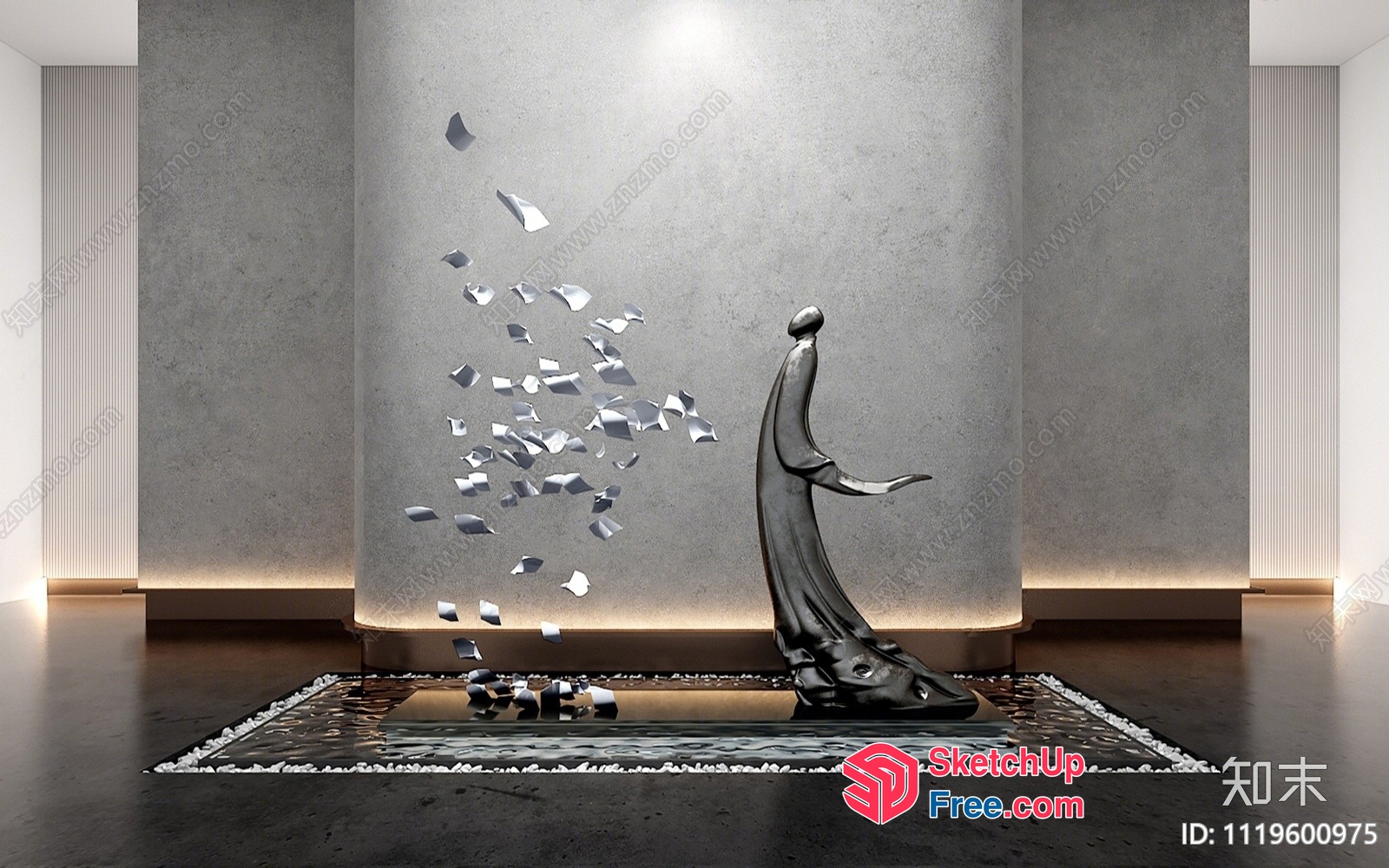 Abstract Modern Sculpture Of Figure In Motion 3D SketchUp File