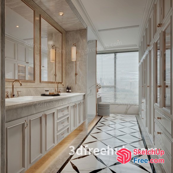 Elegant Bathroom Interior Design 3D SketchUp File