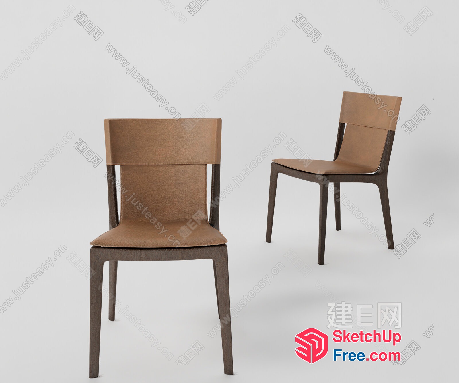 Simple Yet Elegant Brown Leather Chairs 3D SketchUp File