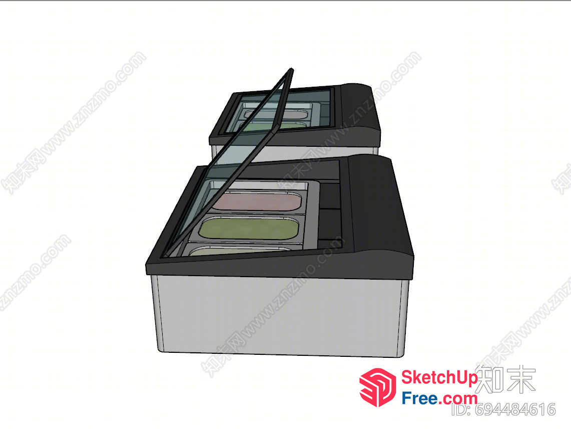 3D Rendering Of A Commercial Street Cladding With A Glass Curtain Wall 3D SketchUp File