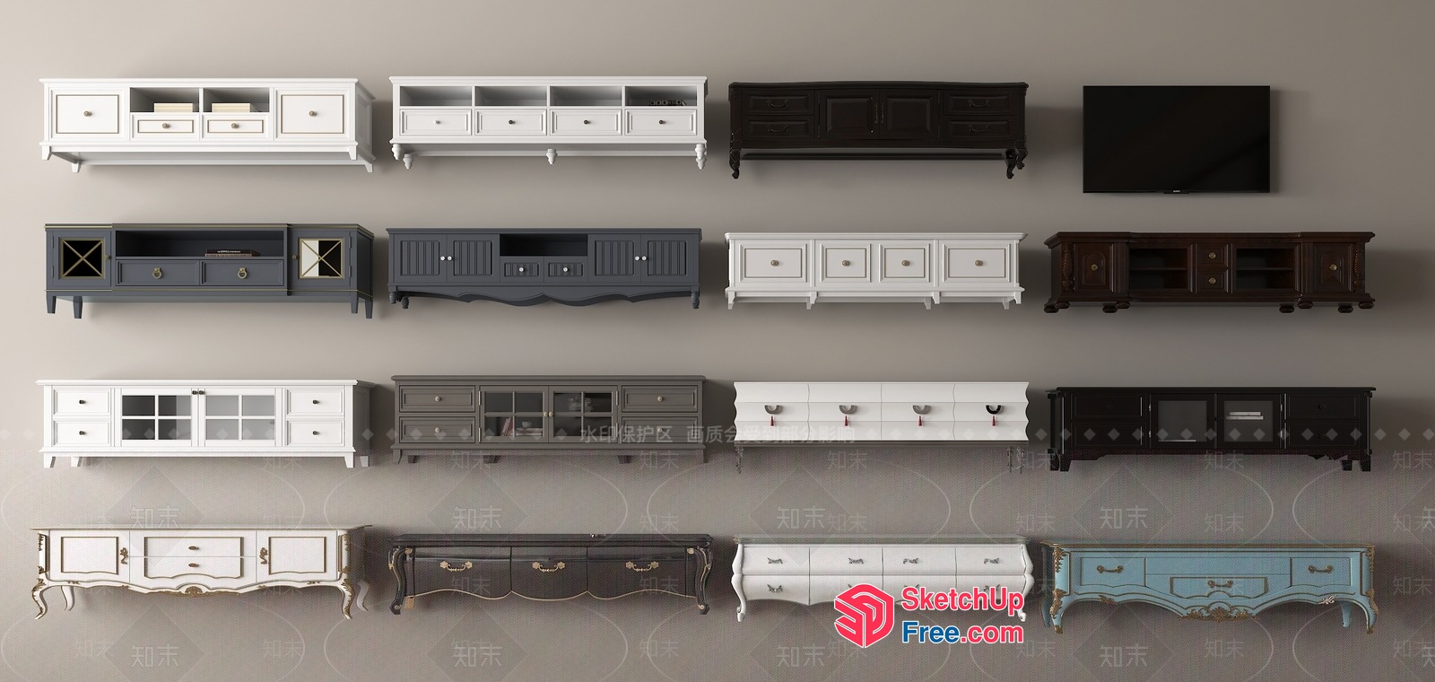 Elegant Tv Cabinets In Various Styles 3D SketchUp File