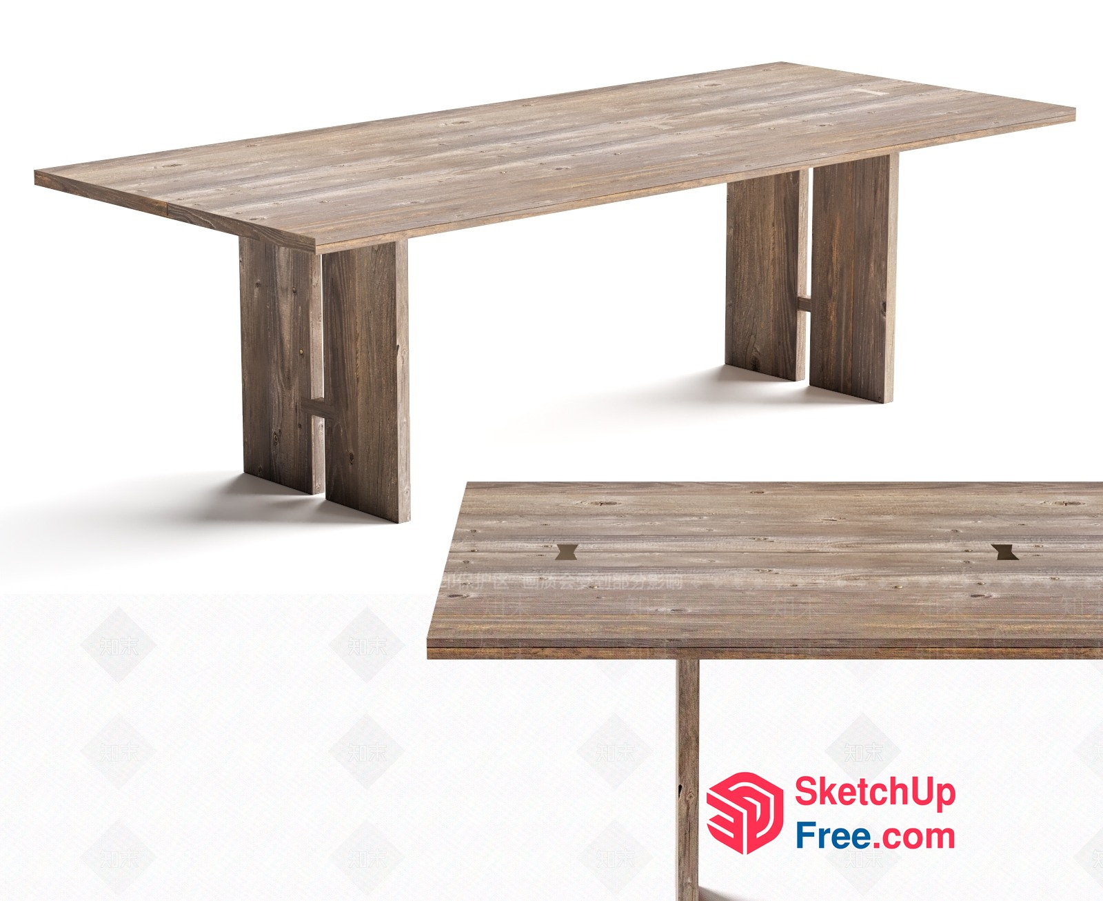 Simple Wooden Dining Table With Unique Legs 3D SketchUp File