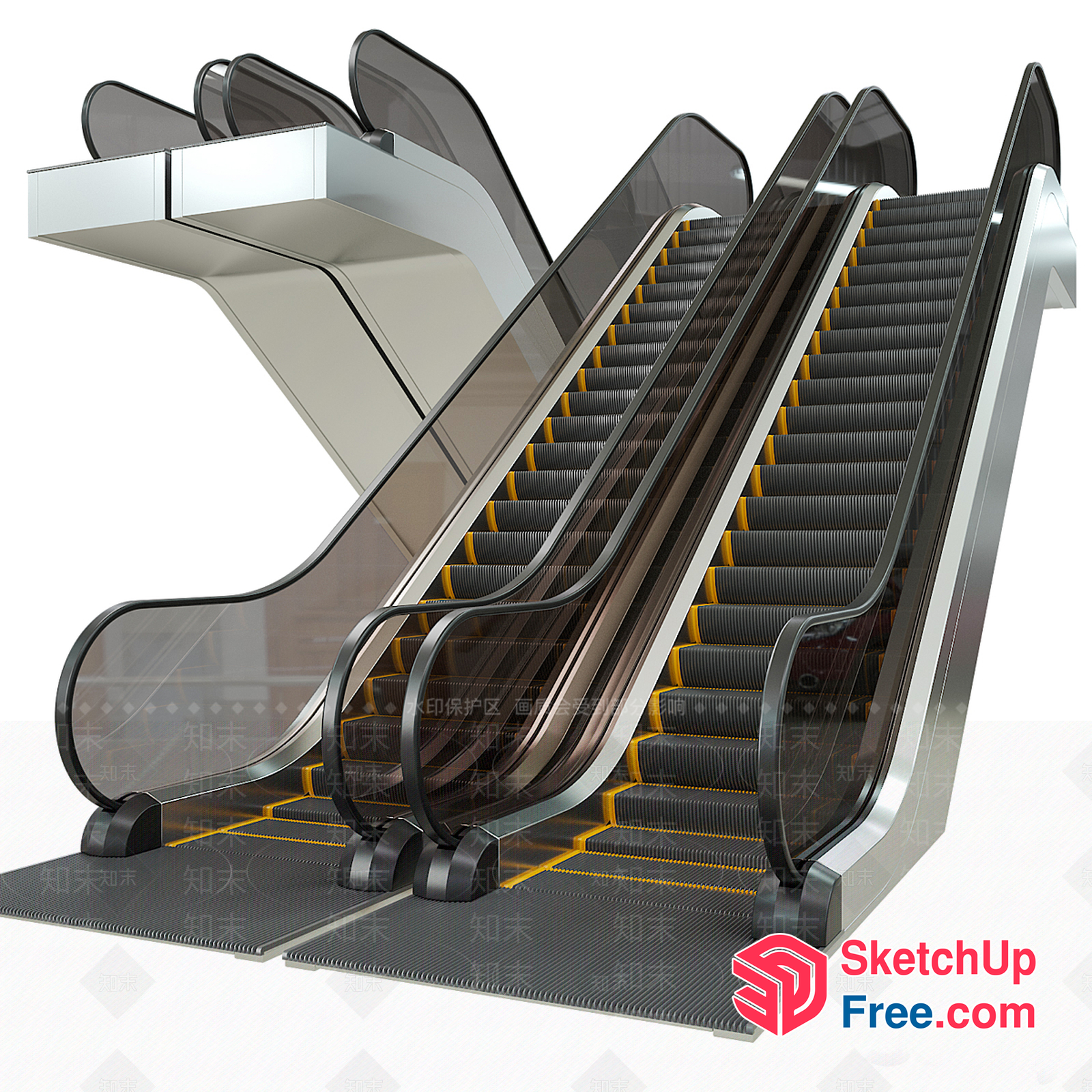 Escalator And Stairway Interior 3D SketchUp File