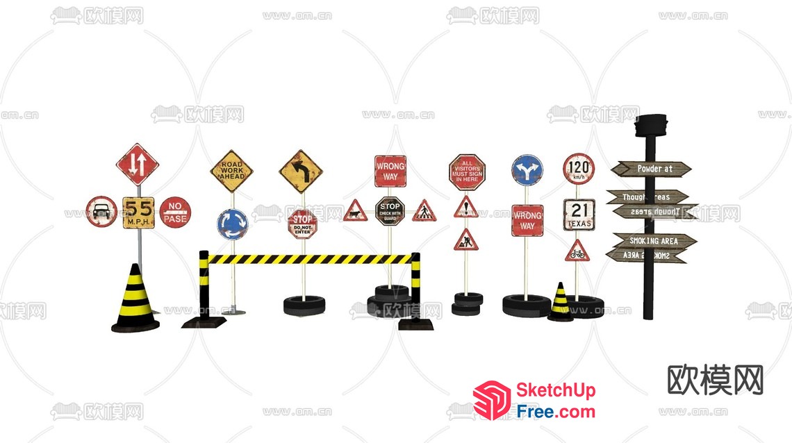 Warning Signage Display 3D SketchUp File