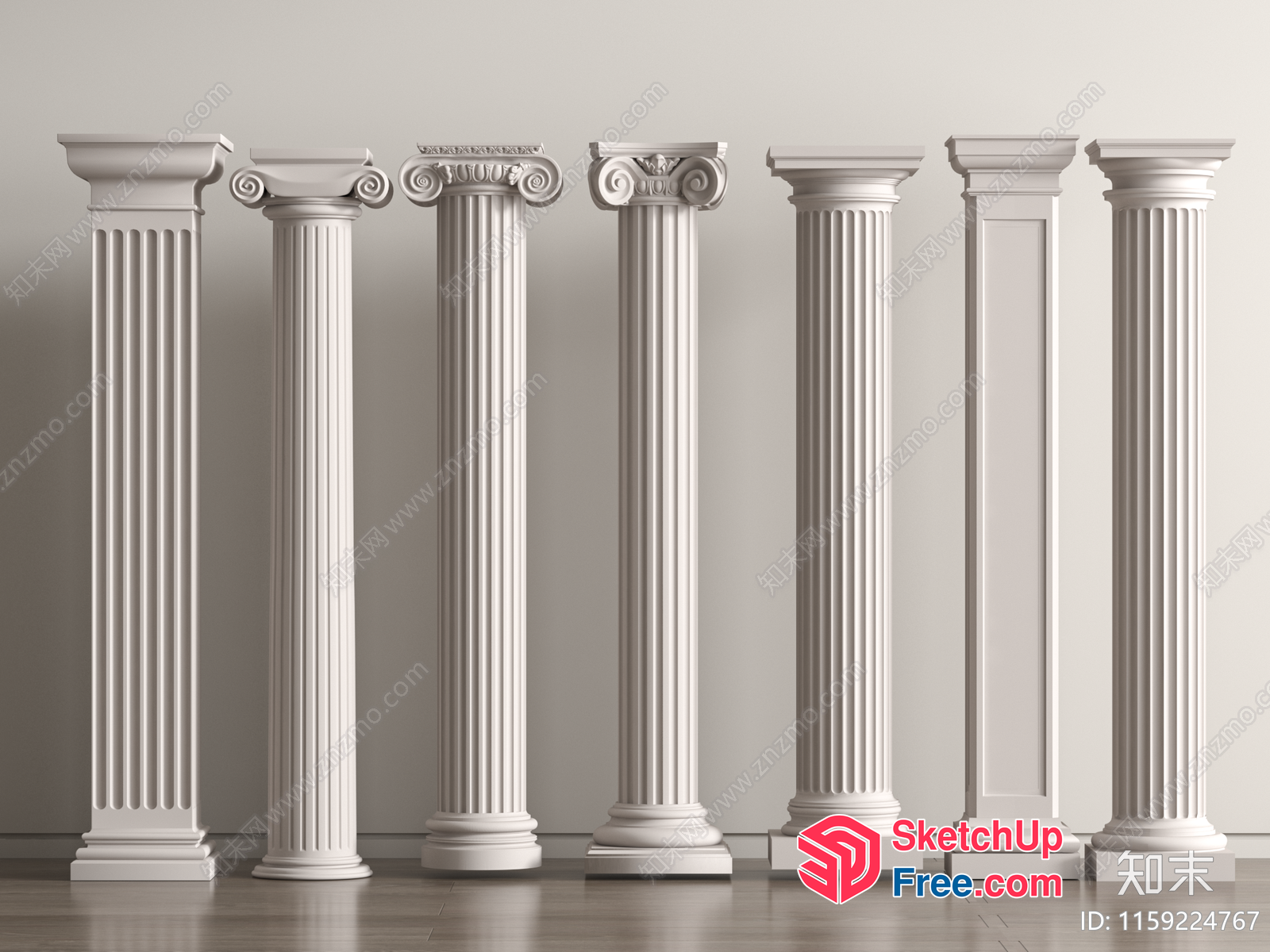 Classic White Pillars 3D SketchUp File