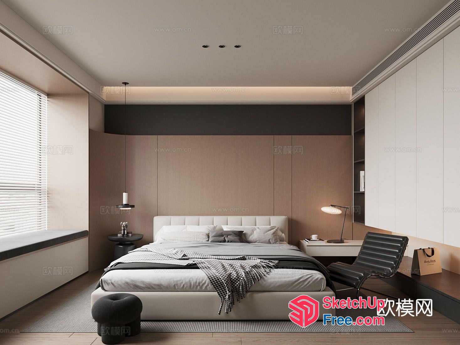Modern Minimalist Bedroom Interior 3D SketchUp File