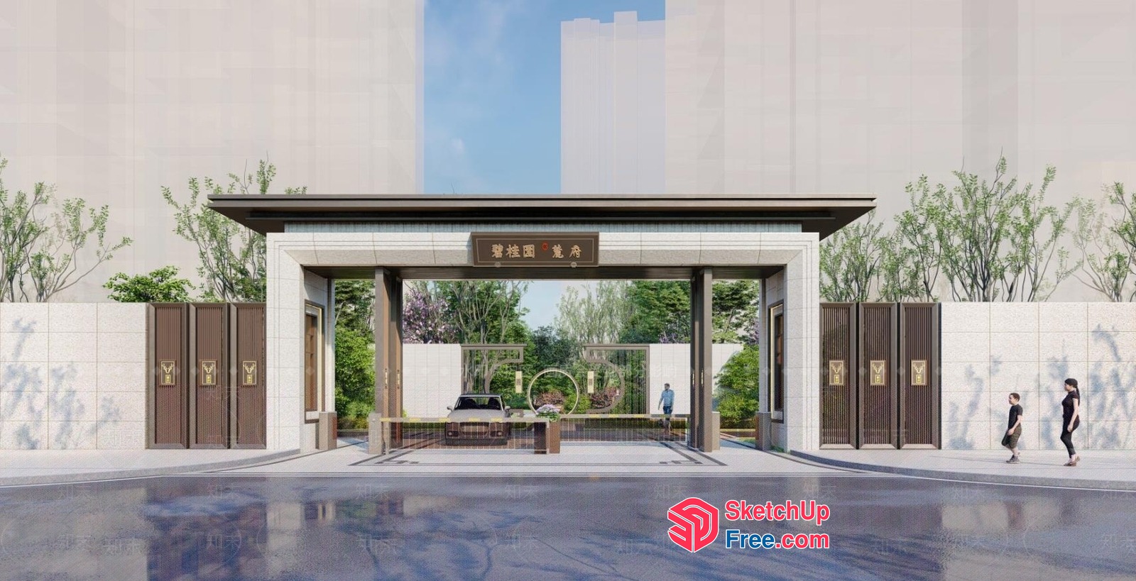 Entrance To A Modern Building With A Sleek And Contemporary Design 3D SketchUp File