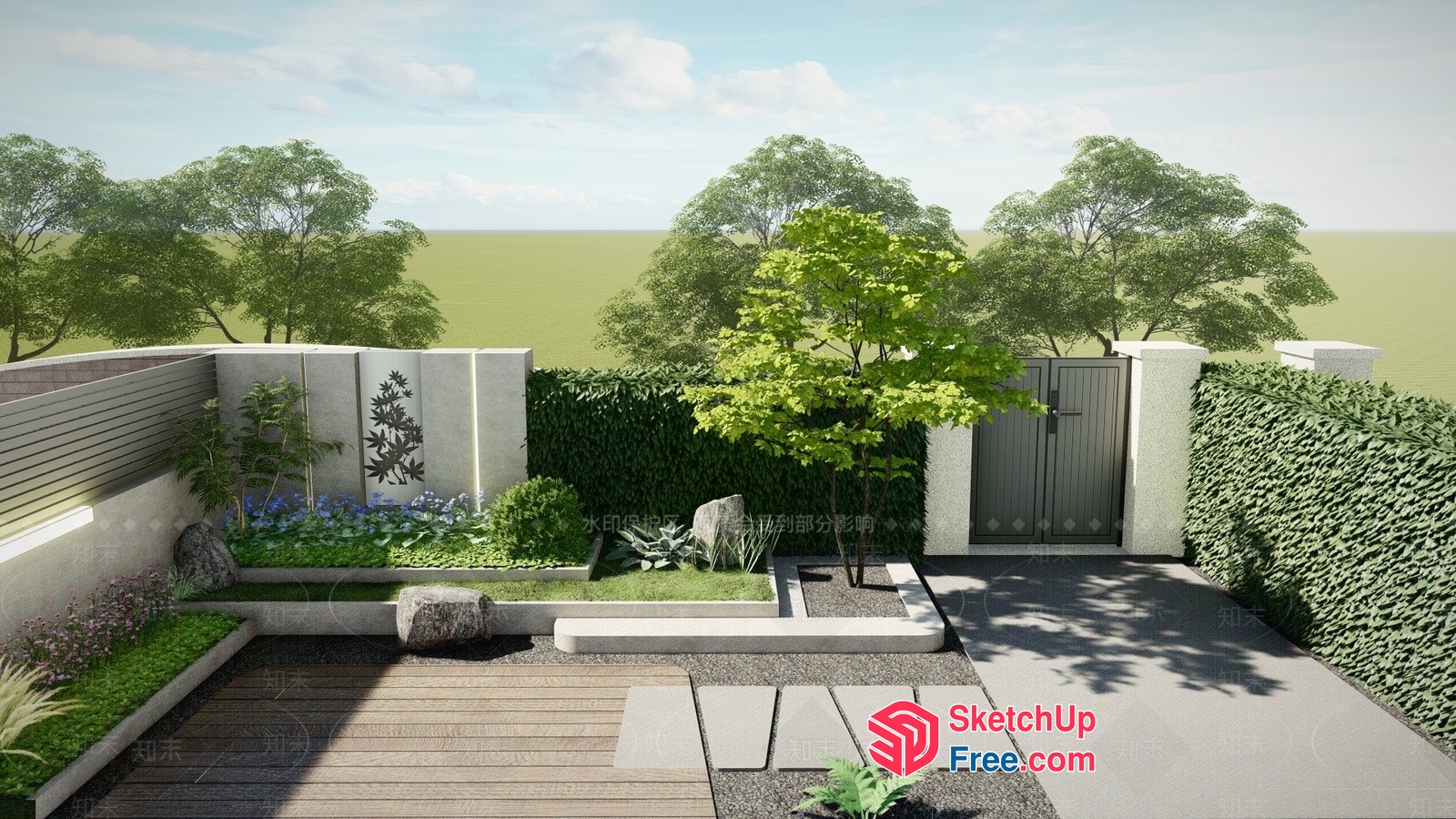 Minimalist Japanese Style Villa Exterior 3D SketchUp File