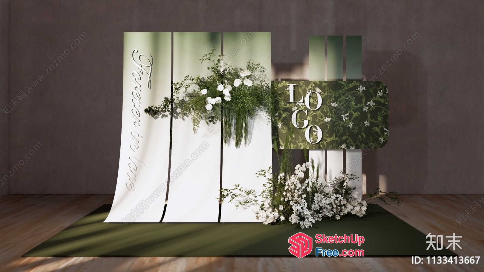 Elegant Floral Decorated Wall 3D SketchUp File