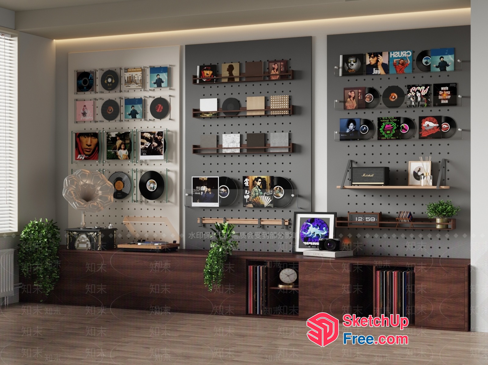 Modern Vinyl Record Display System 3D SketchUp File