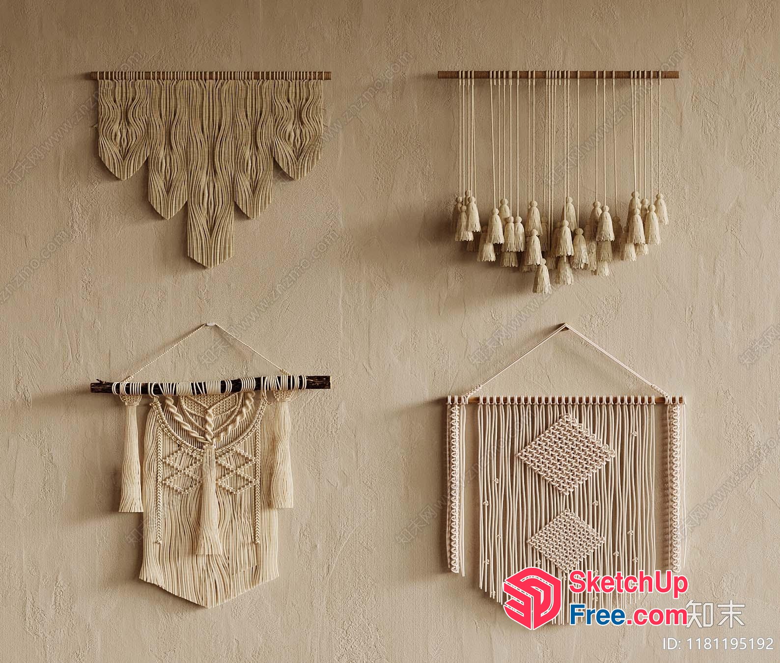 Elegant Macrame Wall Decorations 3D SketchUp File