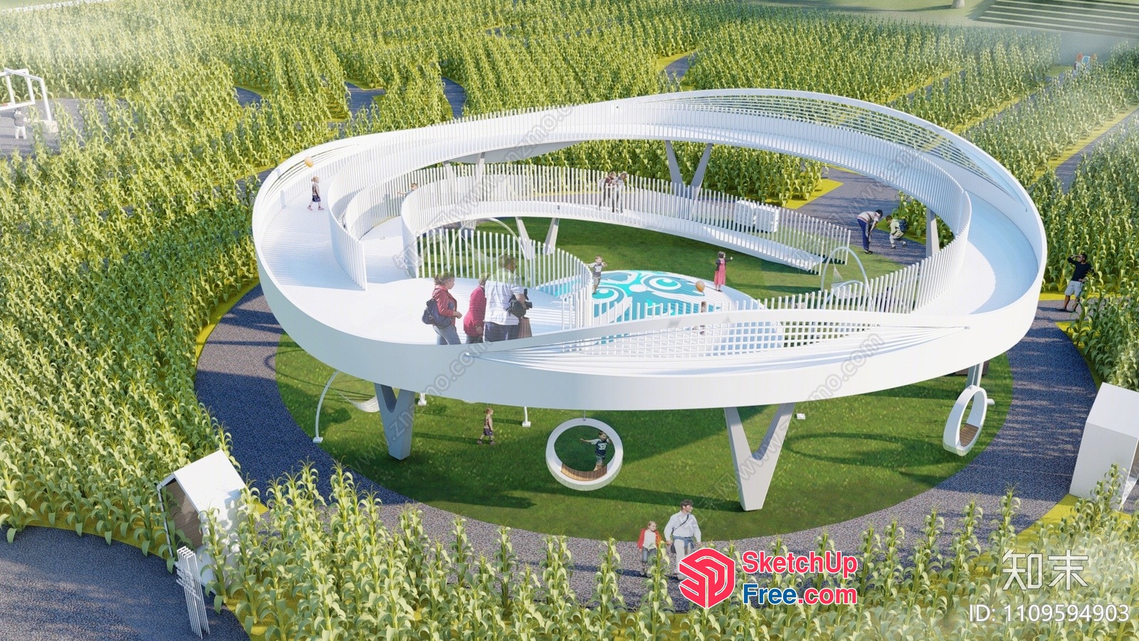 Futuristic Circular Building With Spacious Open-Air Atrium 3D SketchUp File