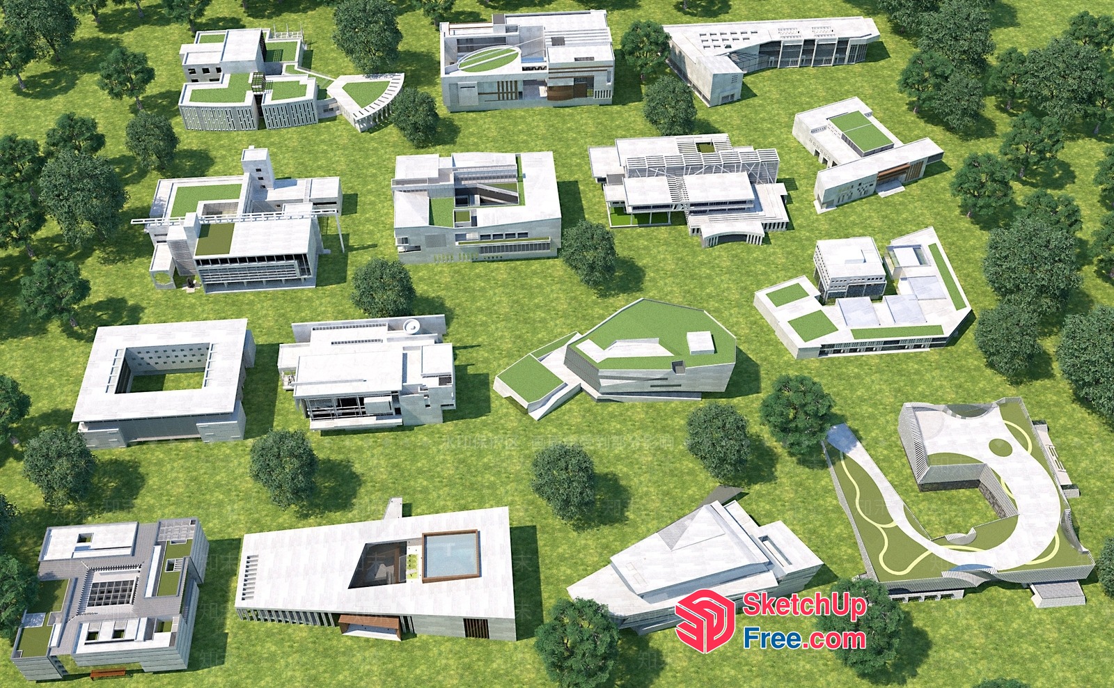 Futuristic Modern Architecture Complex 3D SketchUp File