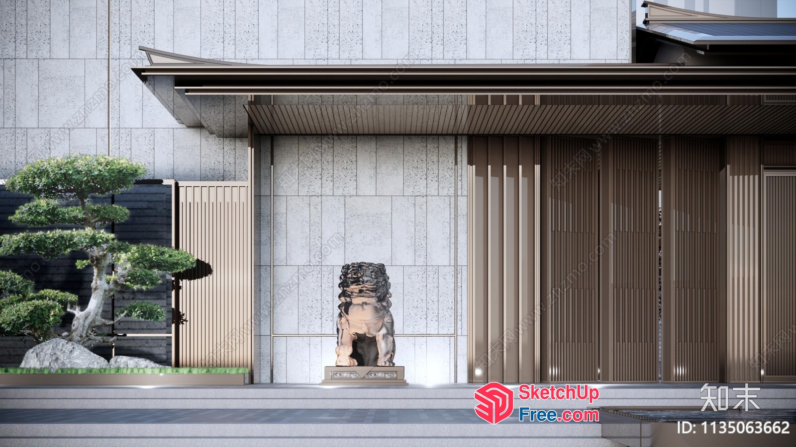Modern Asian-Inspired Exterior Decor 3D SketchUp File