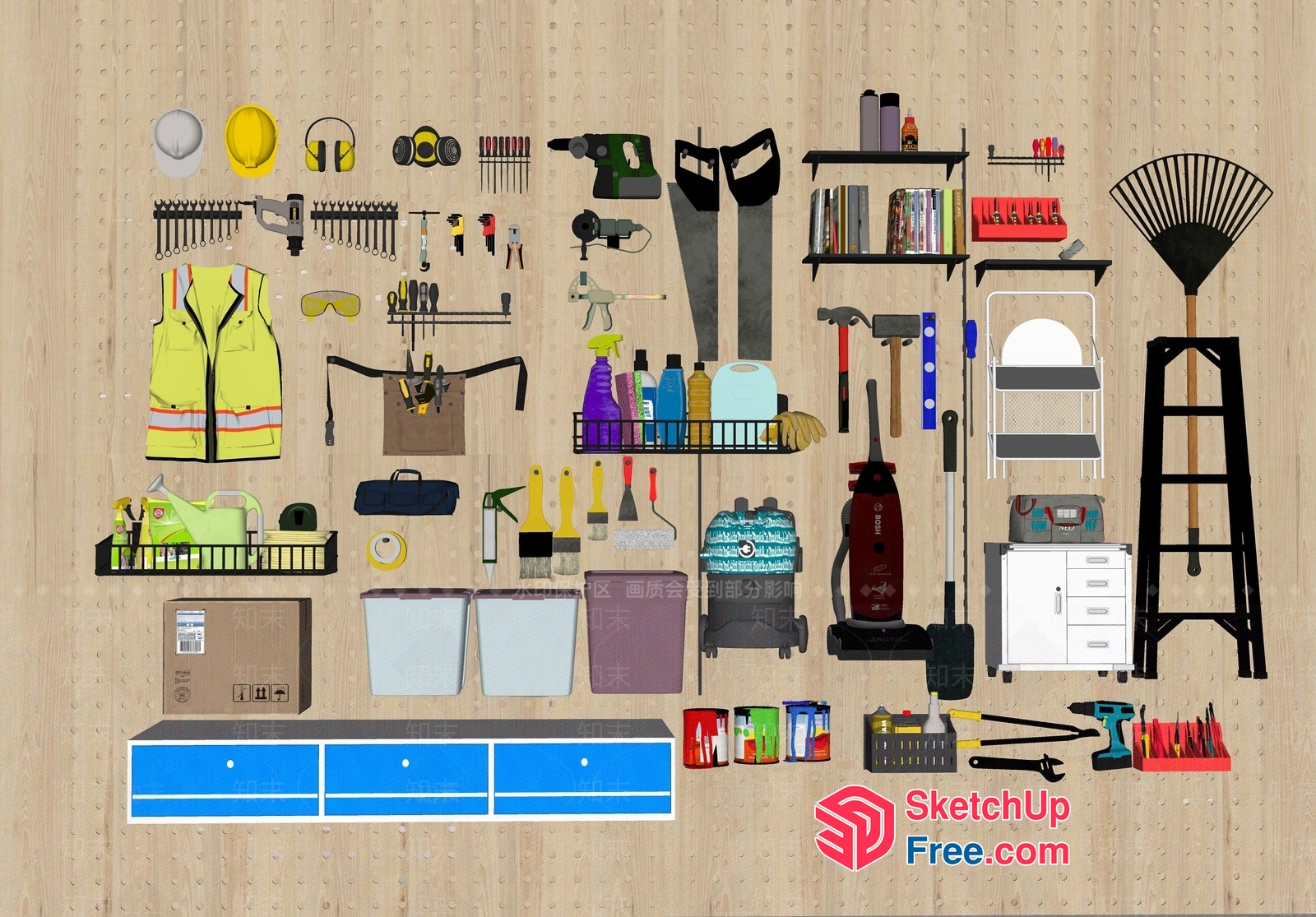 Organized Workshop Space 3D SketchUp File