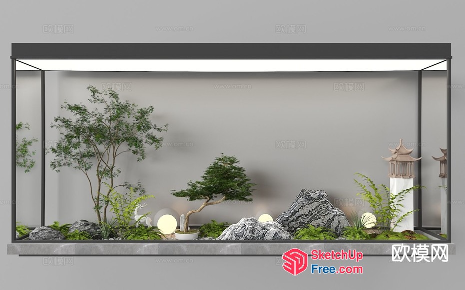 Serene Japanese-Inspired Terrarium 3D SketchUp File