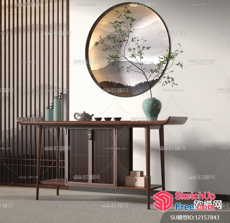 Elegant Modern Japanese-Inspired Home Decor 3D SketchUp File