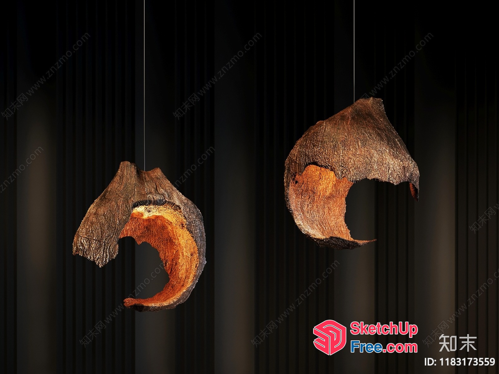 Unique Hanging Wooden Light Fixture Design 3D SketchUp File