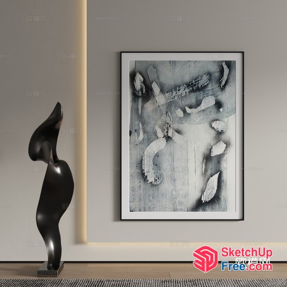Sculptural Artwork And Frame In Modern Interior 3D SketchUp File