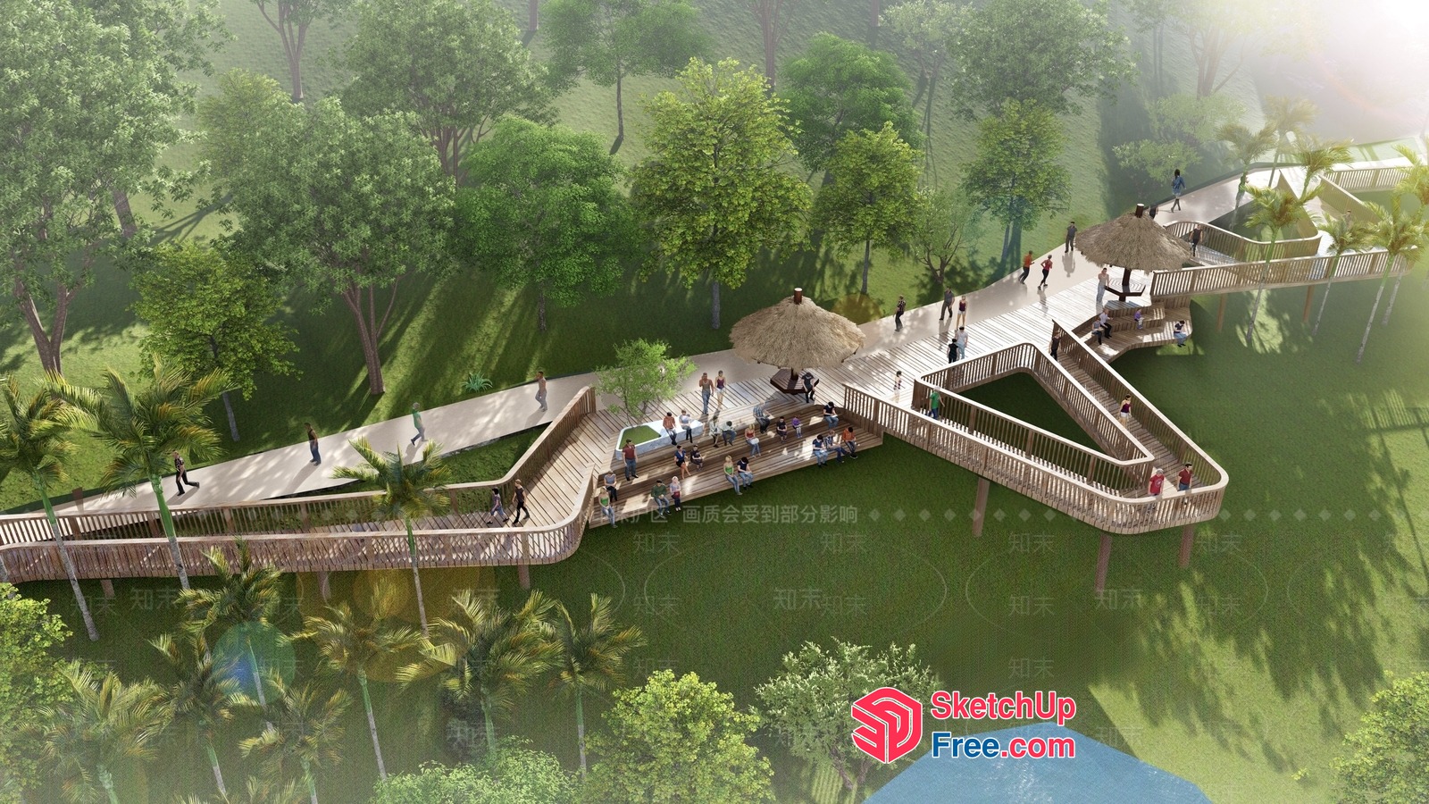 Serene Tropical Walkway 3D SketchUp File