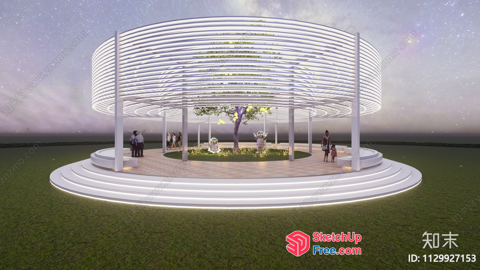 Futuristic Outdoor Pavilion With Circular Design 3D SketchUp File