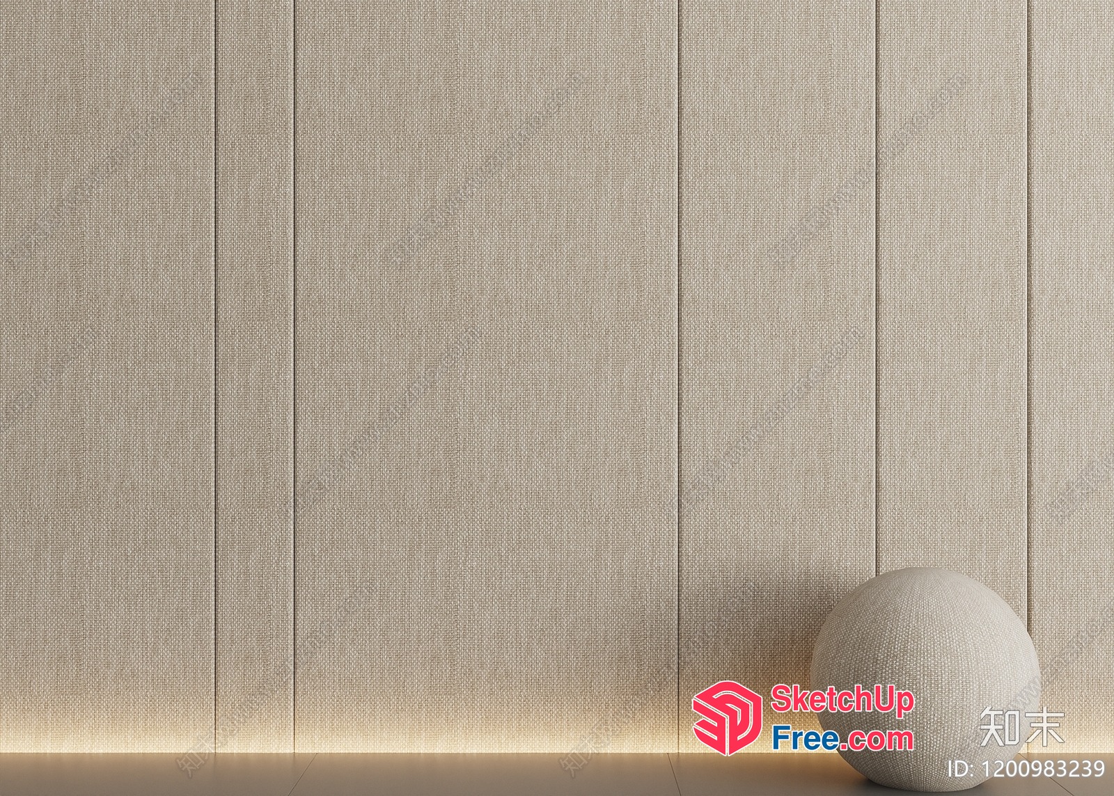 Simple Modern Light Beige Interior Wall 3D SketchUp File