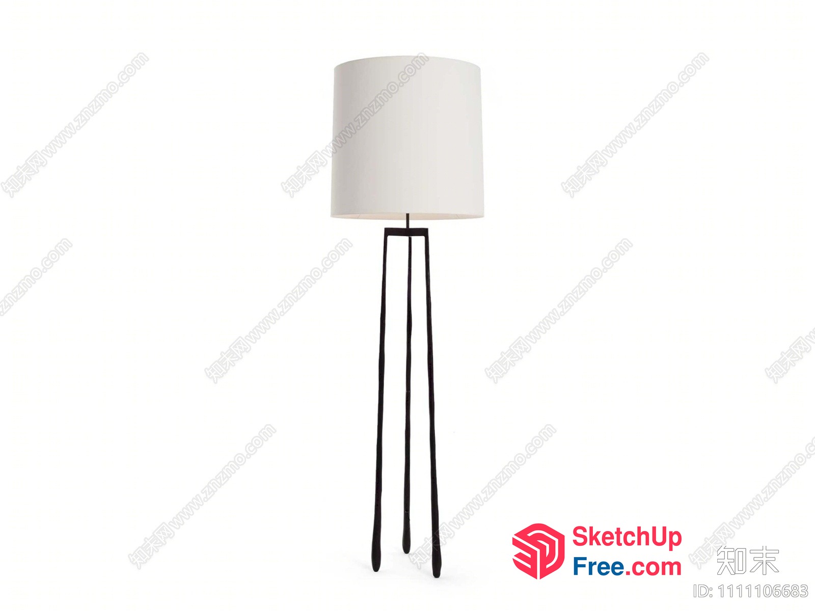 Floor Lamp With White Shade And Black Legs 3D SketchUp File