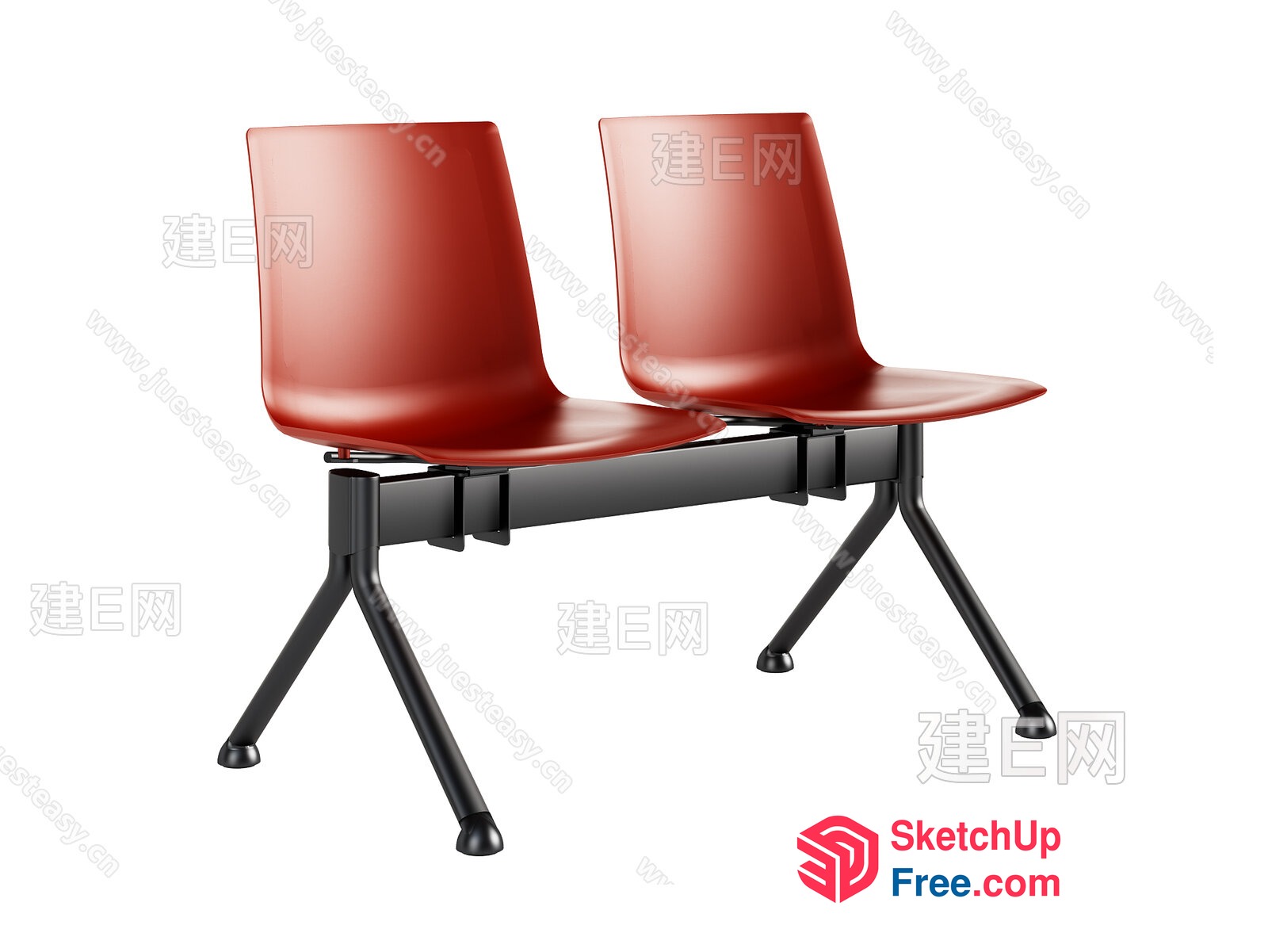 Modern Red Chairs On Black Legs 3D SketchUp File