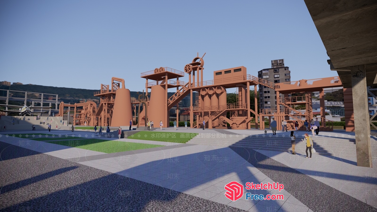 Industrial Park With Unique Architecture And Public Space 3D SketchUp File
