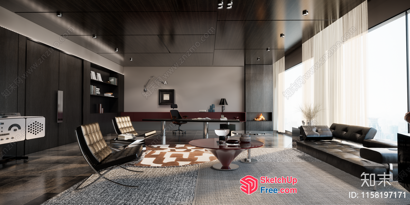Modern Office Space With Sleek Furniture And Minimalist Decor 3D SketchUp File