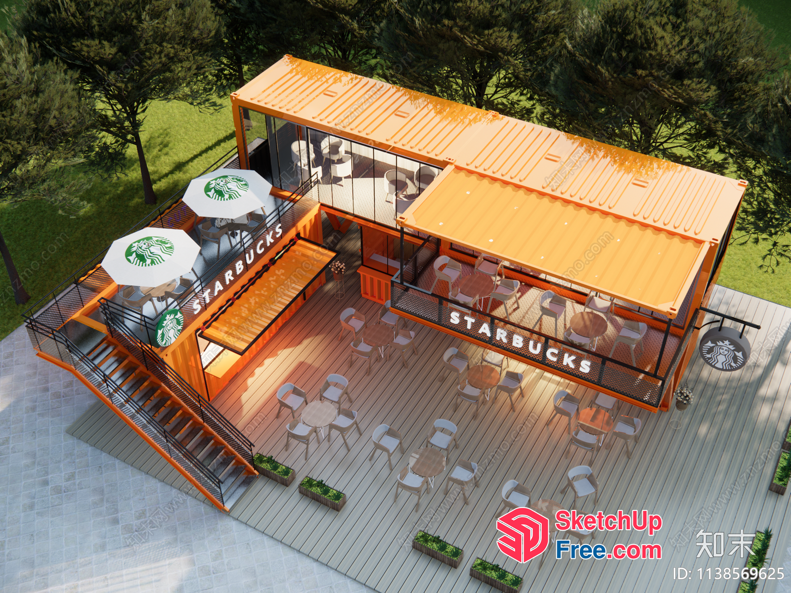 Starbucks Outdoor Seating Area 3D SketchUp File